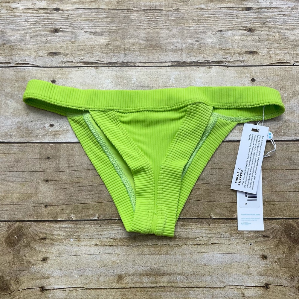 Frankies Bikinis SET. Cole Ribbed Top & Cole Ribbed Cheeky Bottom in ‘slime’ - Picture 5 of 11
